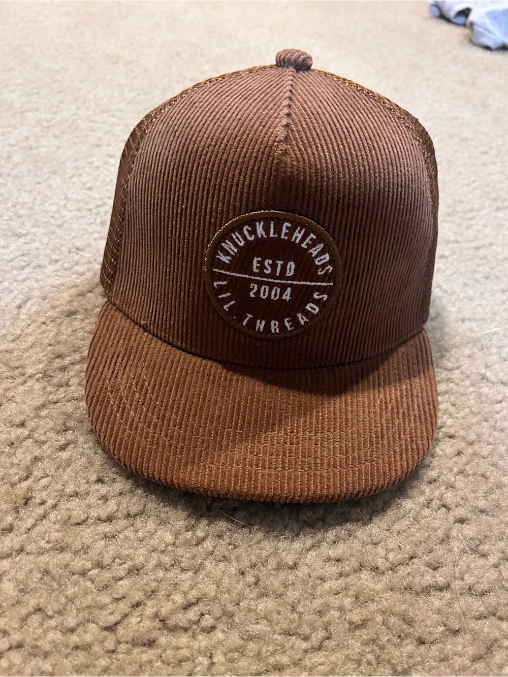 Knuckleheads Lil Threads baby boy XS  Corduroy Trucker Hat